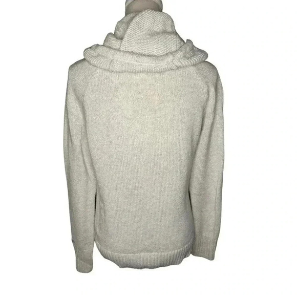 Columbia Women’s Large Marled Cream Gray Drawstring Cowlneck Sweater - Picture 3 of 7